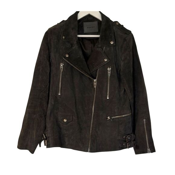 Blank NYC grey genuine suede moto jacket size M - Picture 2 of 10